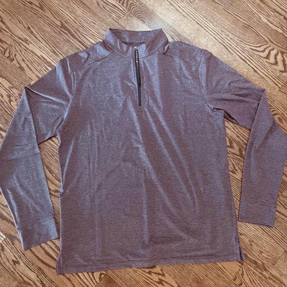 01.Algo Performance 1/4 Zip Pullover Mens  L Moisture Wick Long Sleeve Maroon